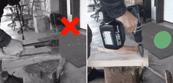 guy uses Profibohrer to drill wood